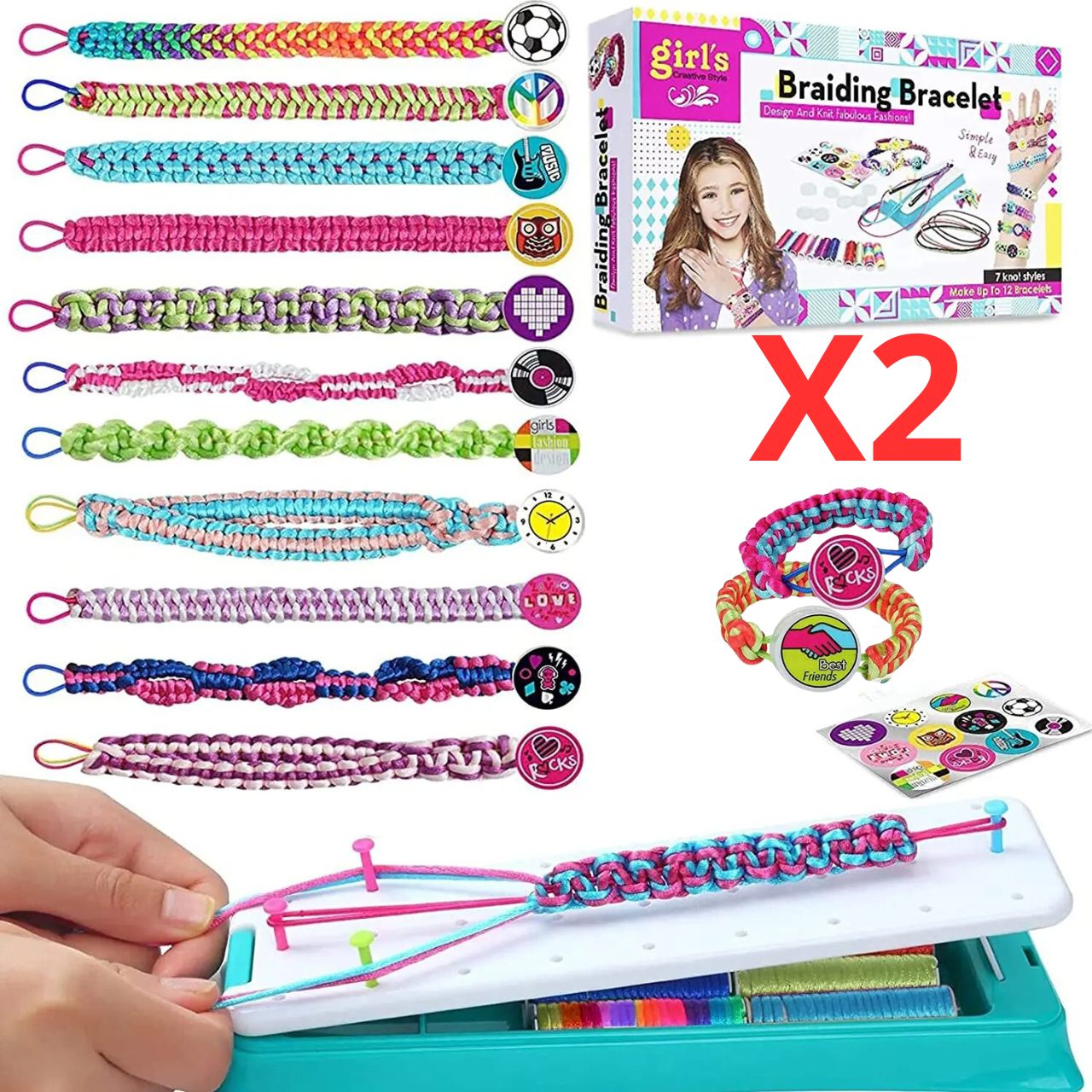 KIT DE TRESSAGE DE BRACELETS COLORÉS