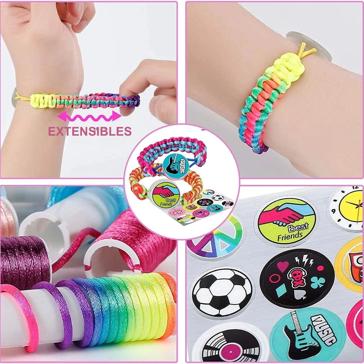 KIT DE TRESSAGE DE BRACELETS COLORÉS