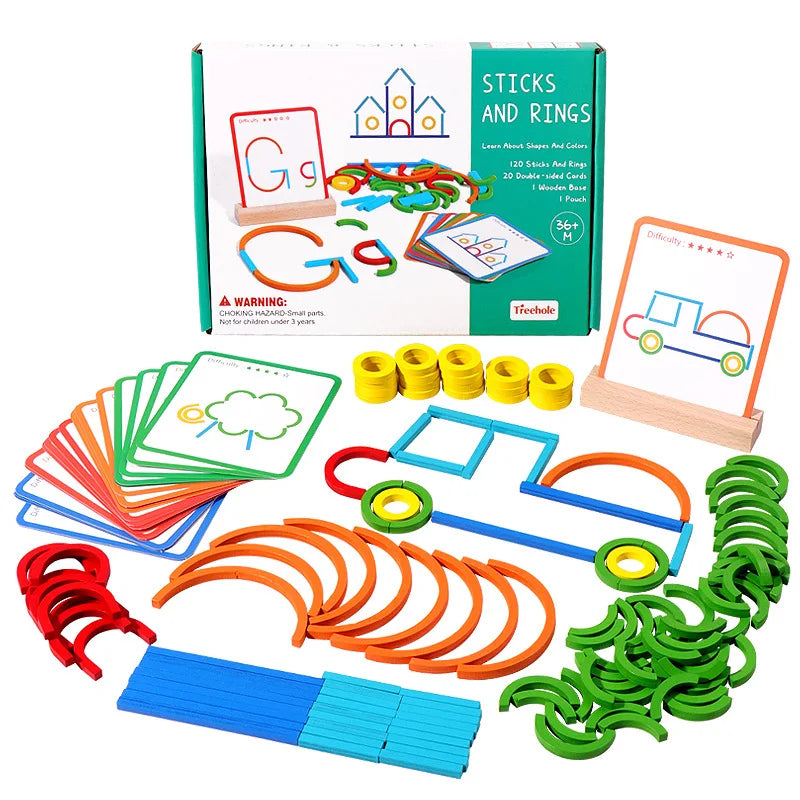 Puzzle Montessori Bâtons & Anneaux – Un apprentissage créatif et ludique